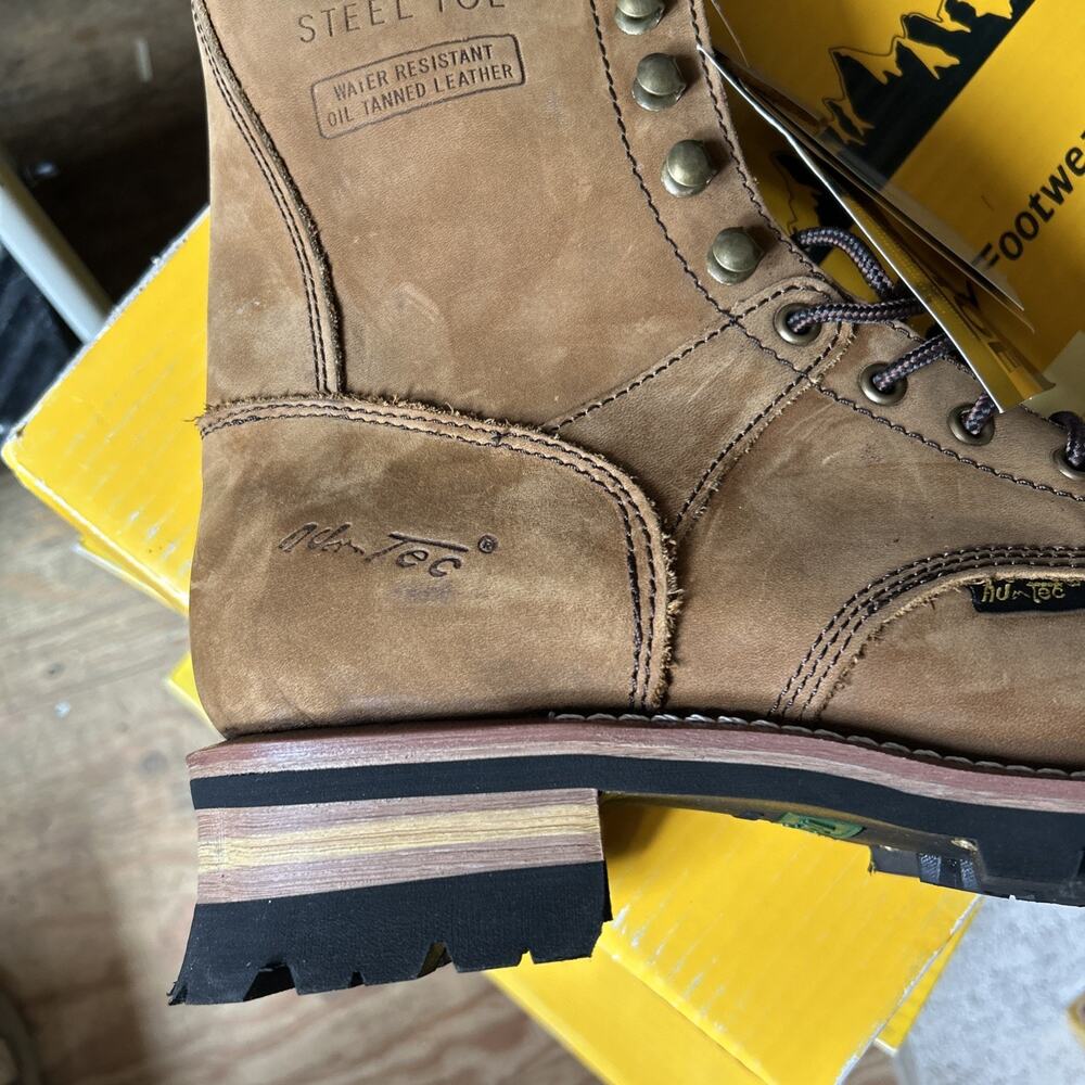 AdTec Men's 9" Logger Steel Toe Crazy Horse Leather Boots 1740 Size 13 - Picture 2 of 8